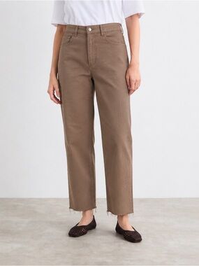 Mus & Bombon Barcelona Raw Hem Cotton Pants Brown Size Small 144